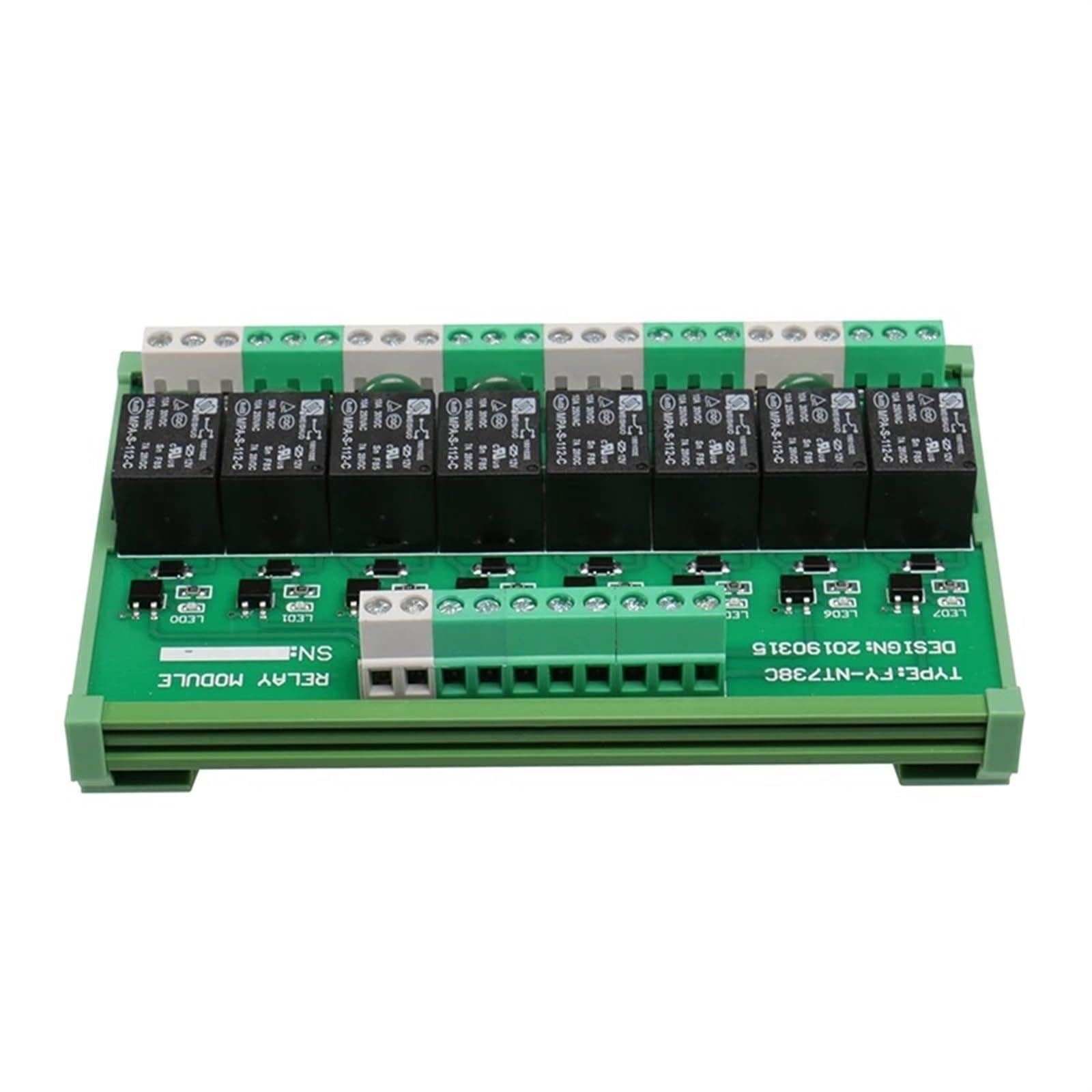 Módulo de relé de interfaz de 8 canales, 5VDC, 12VACDC, 24VACDC, montaje en Panel de carril DIN for placa PLC de automatización, 1 Uds.(FY-T738-5VDC)