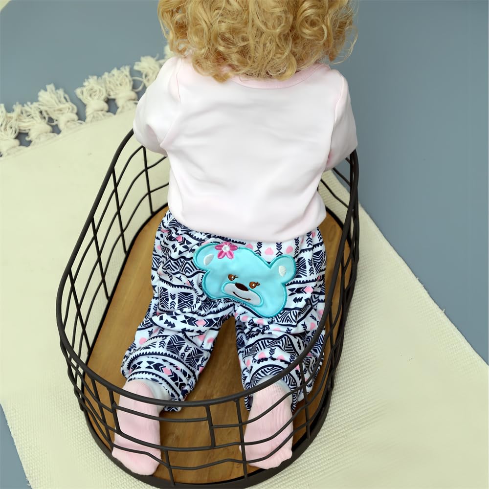 Reborn Babypuppen-Kleidung, Liebesmuster, 4-teiliges Set für 43,2-55,9 cm Neugeborene Babypuppe, Mädchen, Puppenkleidung, niedliches Bären-Outfit, Zubehör, passend für 43,2-55,9 cm