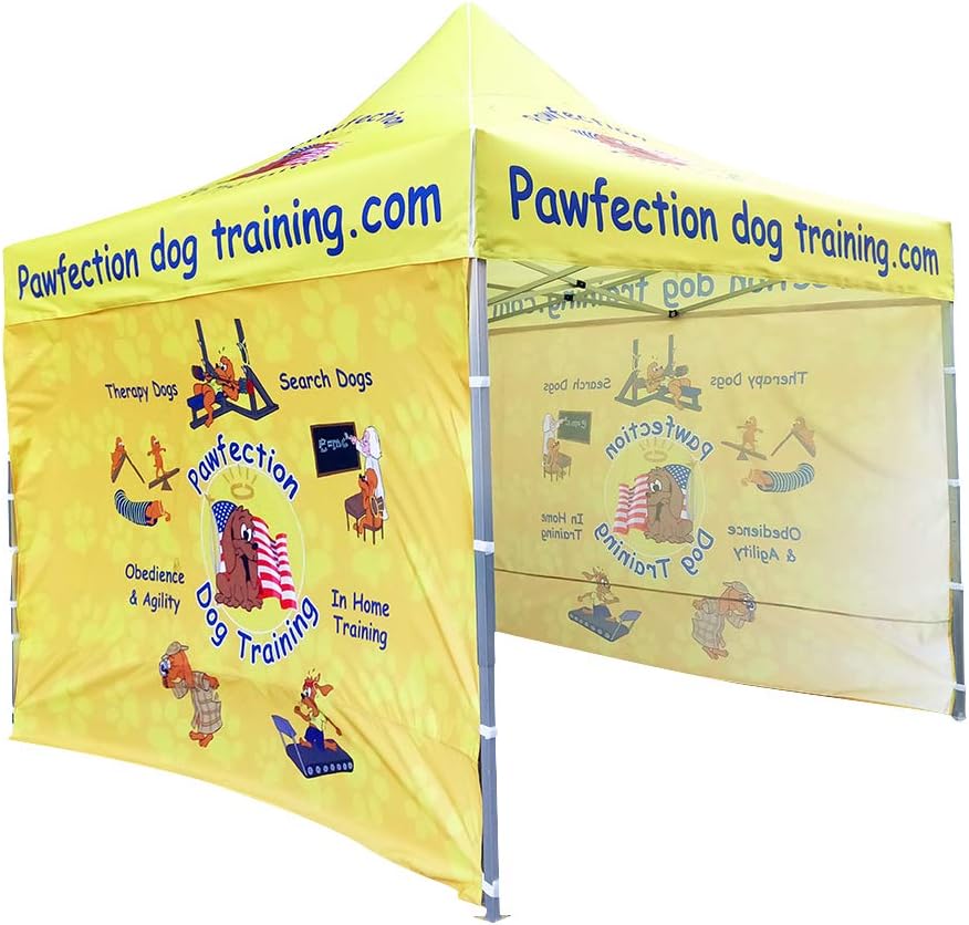 Custom Canopy Pop Up Tent 10x10 with Logo, Personalized Pop Up Canopy for Tradeshow, Customized Canopy Advertising Outdoor Tent (top Canopy +one Full wall, Three Small Side wall + 13 kg Frame)