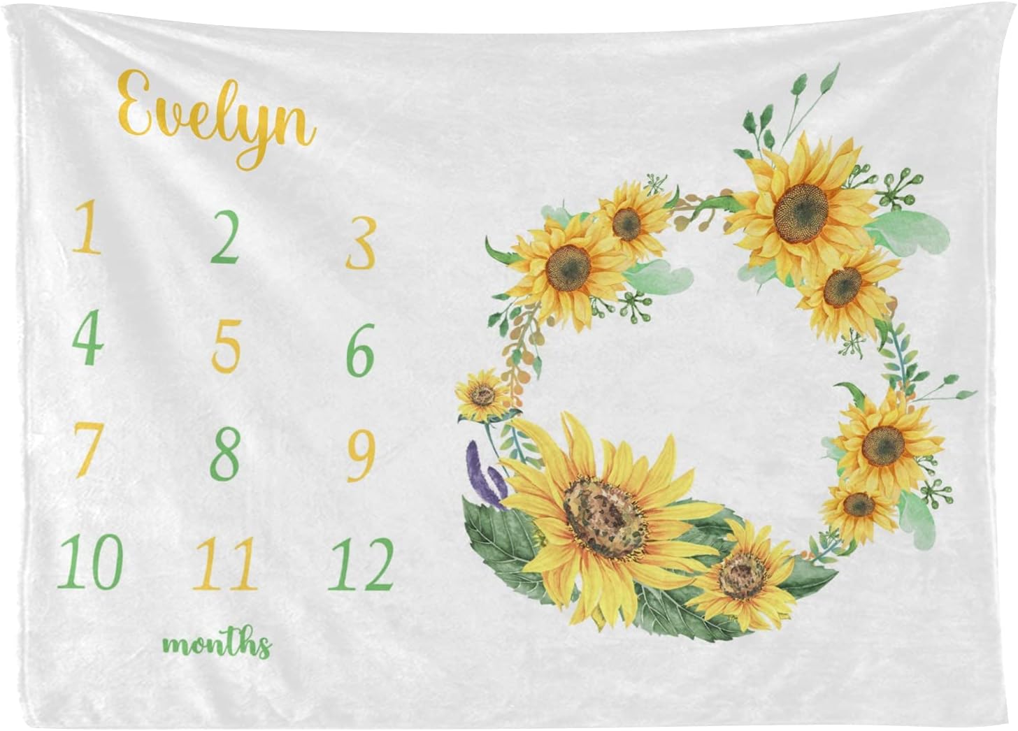 Unicorn Purple Monthly Milestone Personalized Receiving Baby Blankets for Girls Boys Kids with Name,Customized Swaddle Blankets Gift for Newborn Crib Infants 30x40 Inches