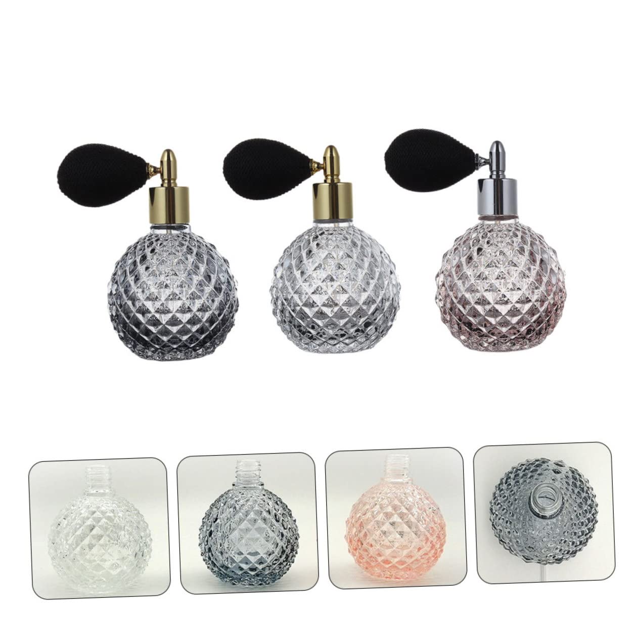 Homoyoyo Glas Parfümzerstäuber 3 Stück im Vintage Stil, Nachfüllbar, 100ml