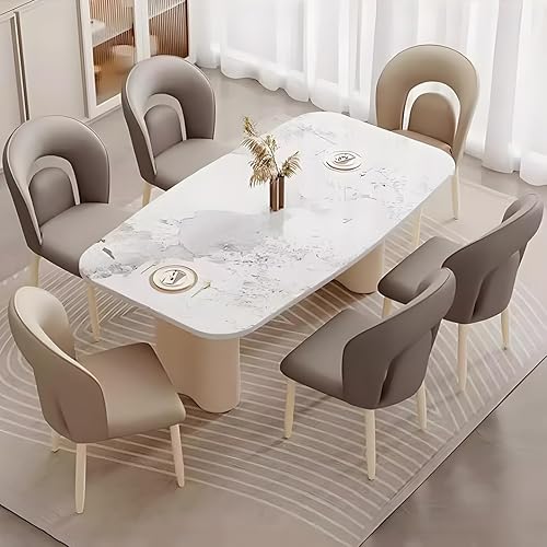 Miniatura 2 de YVYKFZD Leather Dining Chairs, Kitchen Chairs Set with Curved Back, Upholstered Dining Room Chair, Armless Comfy Side Chair, for Living Room,