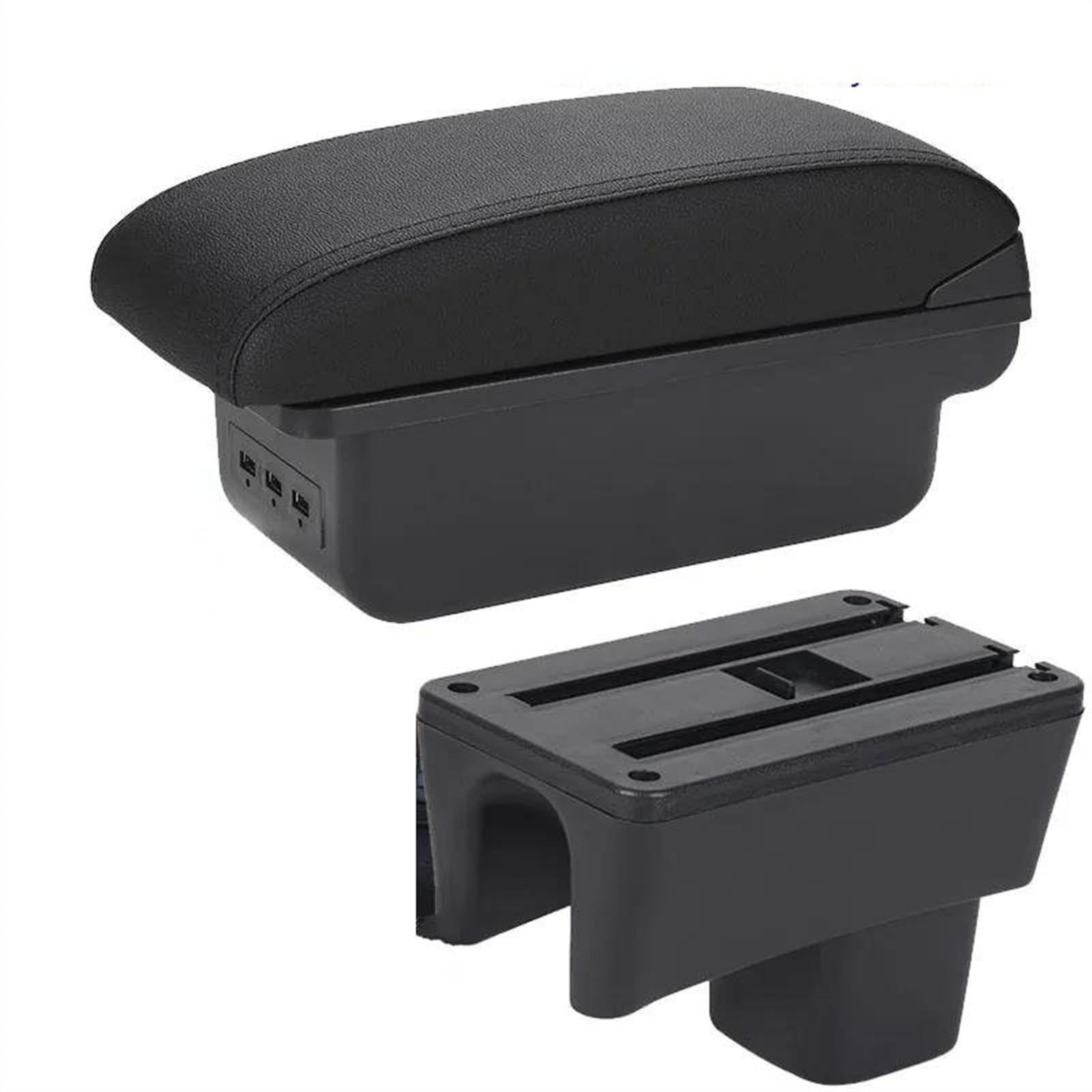 NOHEEU Car Center Console Storage Box Multifunctional Armrest Interior Accessories For Swift 2005-2023(B2 Black line 3USB)