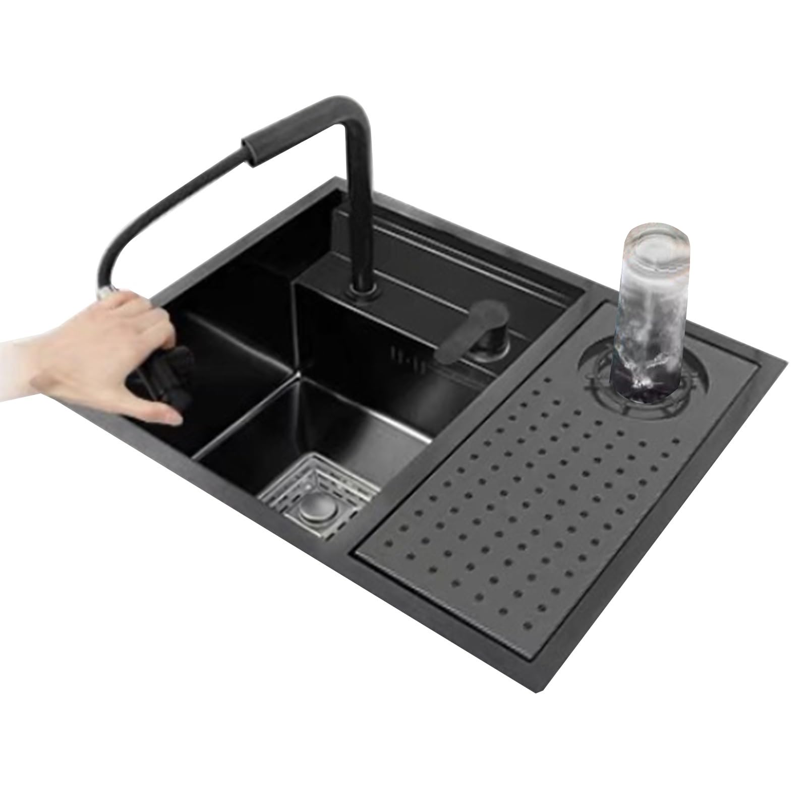 Wohnmobil-Küchenbar-Spüle, Versteckte Edelstahlspüle Mit Abdeckung Und Wasserhahn, Siphon-Design Für Balkon, Studio-Apartment, Außenbereich Und Handwaschbecken(Sink+faucet B)