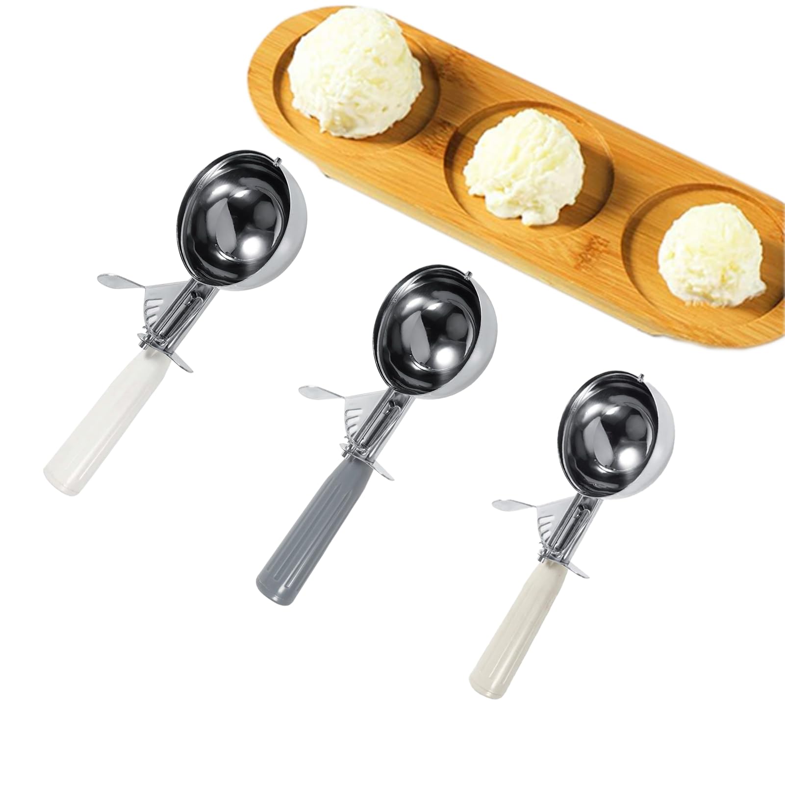 DeJivsin Pelle à Glace Avec Gâchette Et Prise En Main Confortable, Diamètre 7,2 Cm, Acier