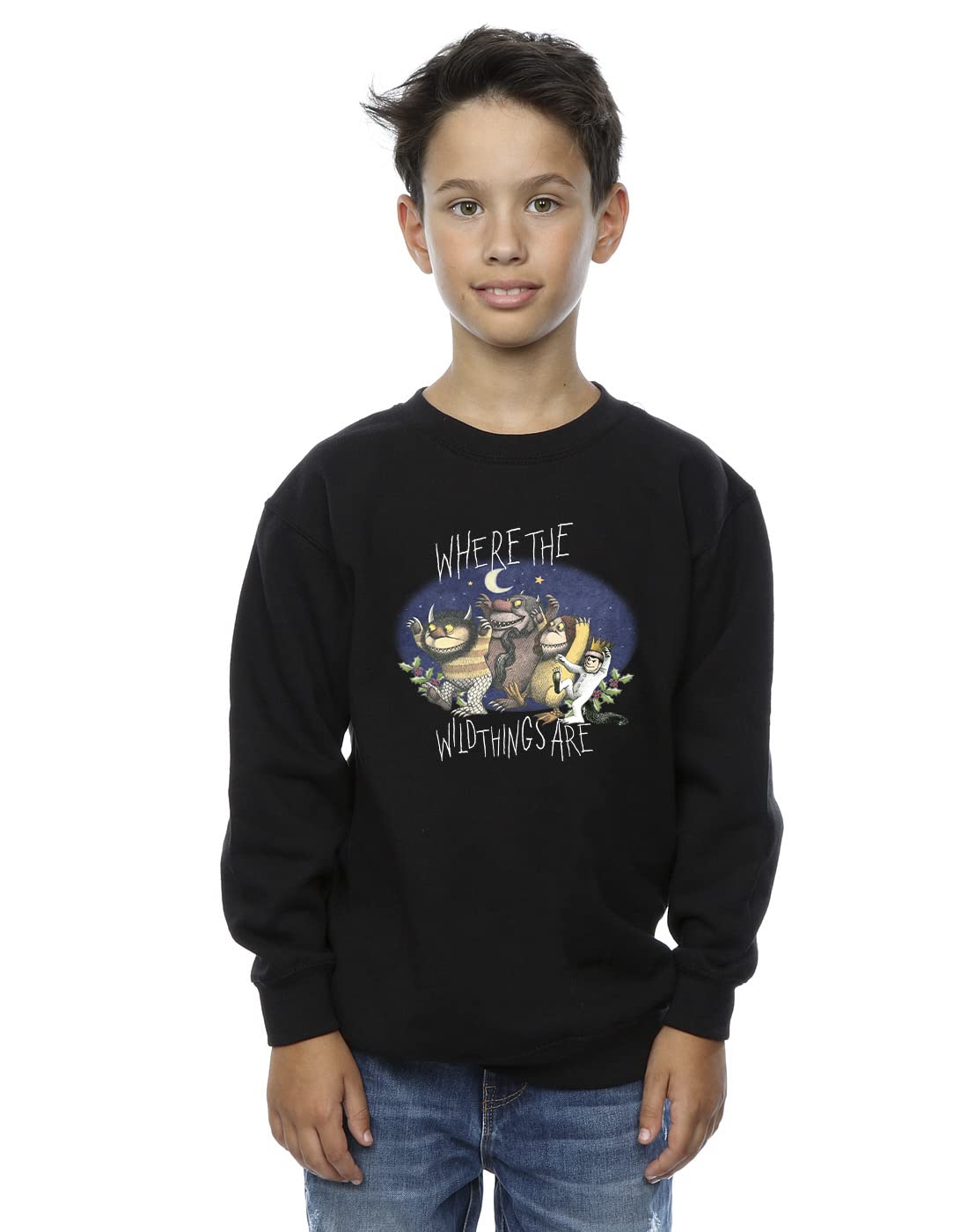 Absolute Cult Boys Black Where The Wild Things Are Group Pose Sweatshirt 5-6 Years