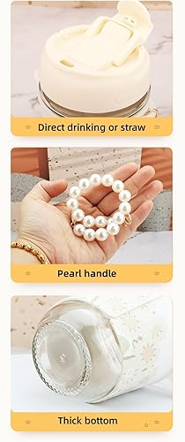 Miniatura 4 de Pearl Carry Chain - Taza de agua de doble bebida para café agua taza de té Yu de vidrio con perlas con manga para pulsera