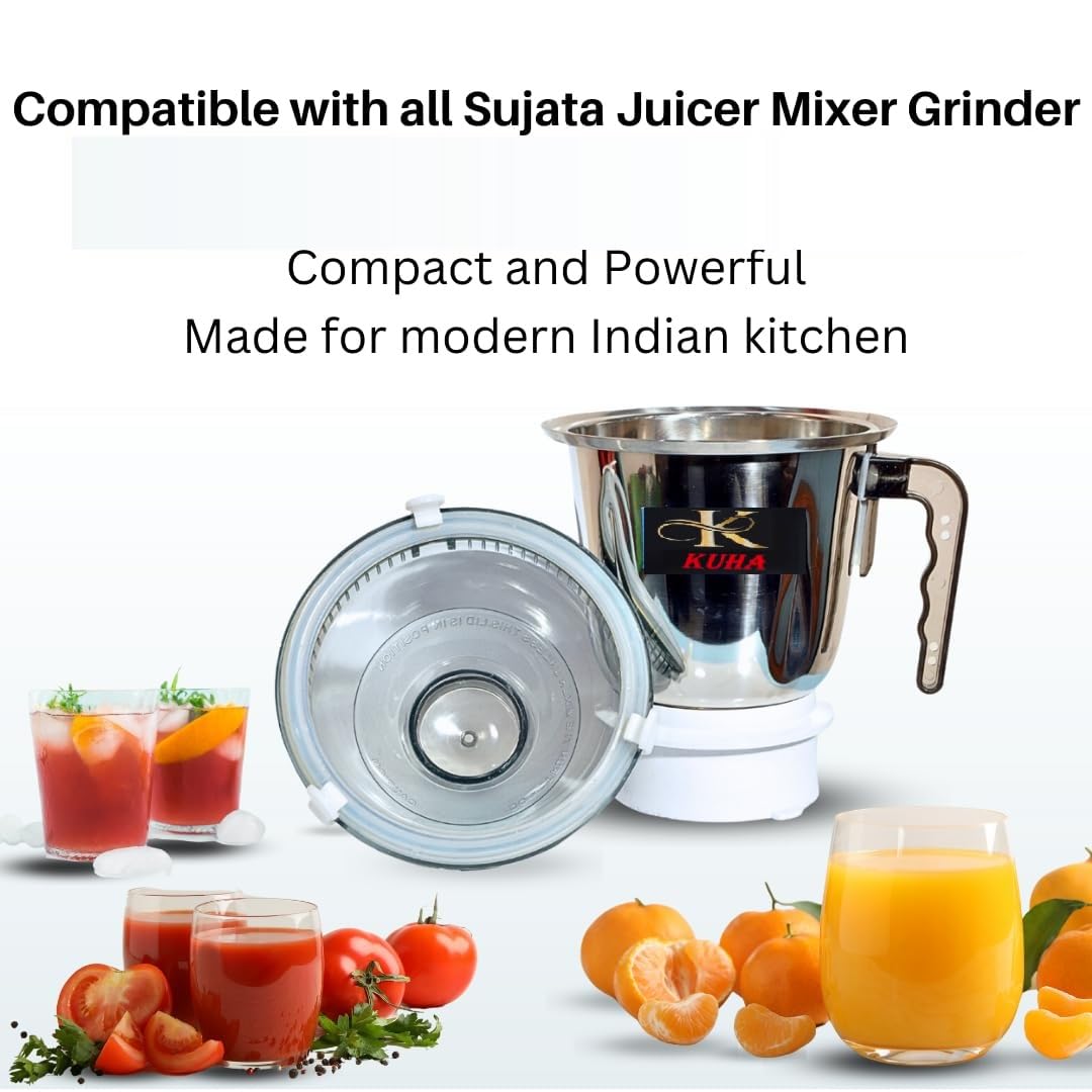 K.U.H.A. Mixer Grinder Jar, 1500ml Compatible with Sujata Grinder With Lock Lid 3