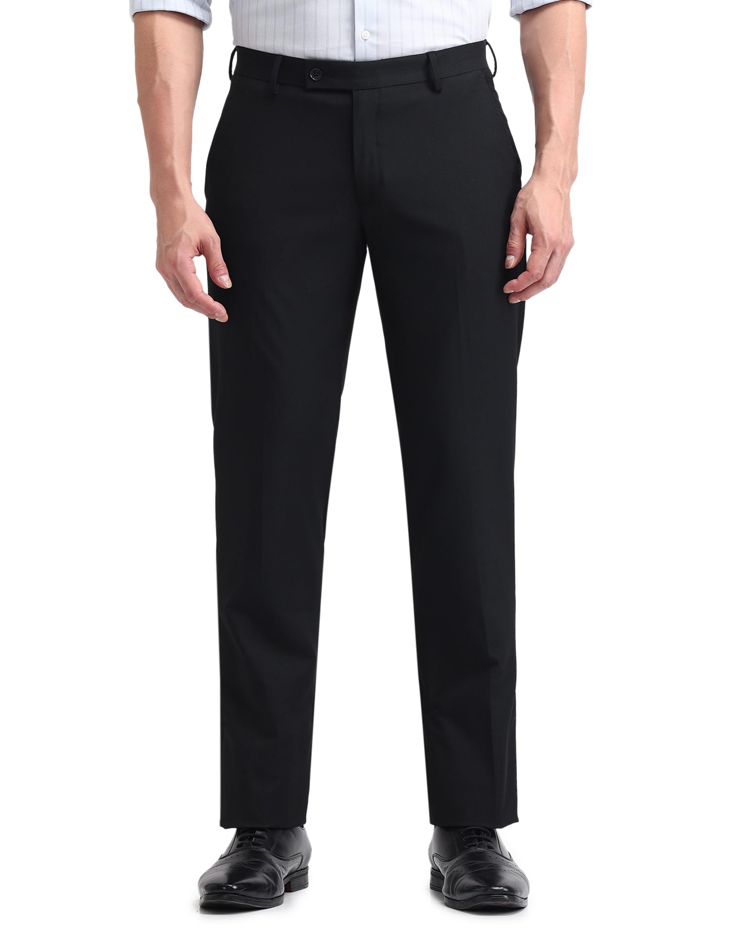 arrow Men's Solid Tapered Fit Polyester Formal Trouser-picture-20