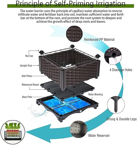 Miniatura 3 de Cama de jardín elevada con patas, macetas elevadas de plástico para plantas al aire libre, kits de caja para jardín, patio, terraza, balcón con