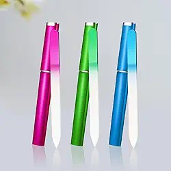 Generic Lixa de unha de vidro, pacote com 3 lixas de cristal para unhas naturais e acrílicas, grão extrafino, transparente