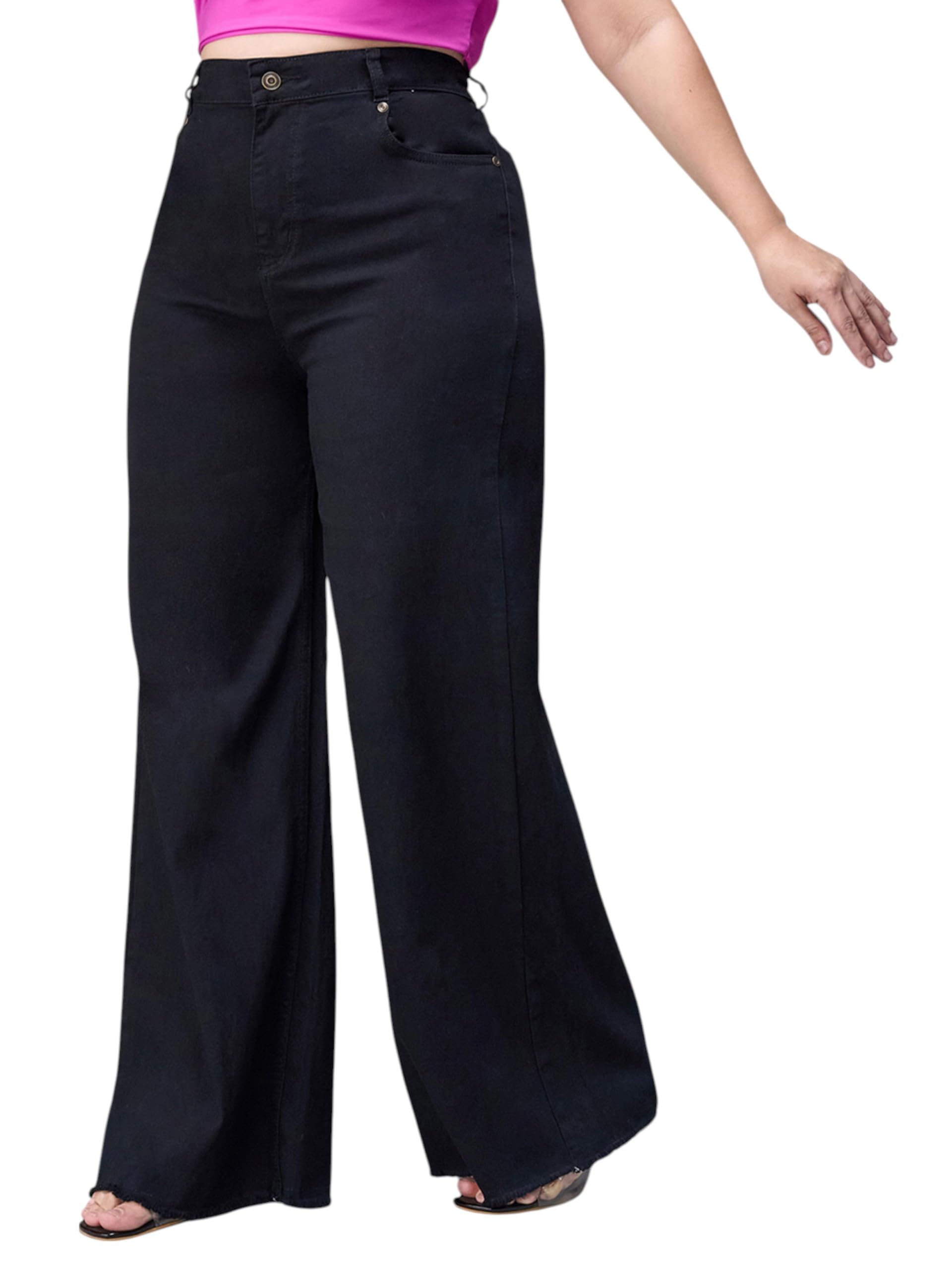 miss chase a+ Women's High Rise Regular-Length Stretchable Wide Leg Denim Jeans-picture-31