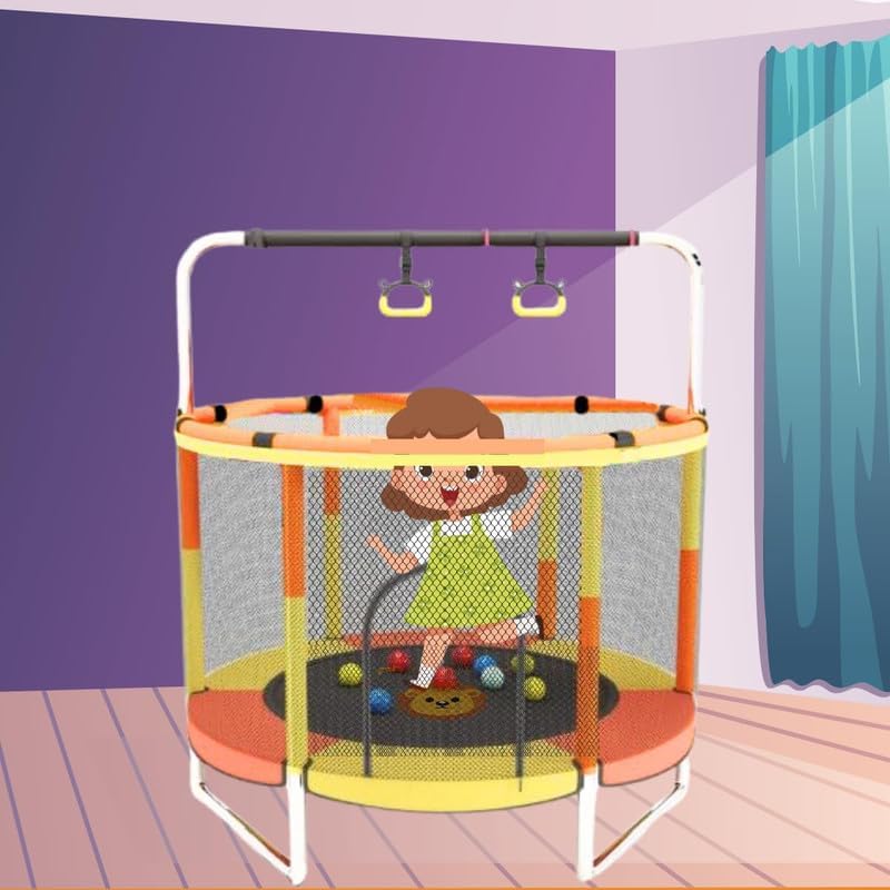 Image of Let's Play 55 inch Trampoline with Safety Net & U-Shape Legs for Kids & Adults | Indoor & Outdoor Trampoline | Powerful Loading Capacity 120KG | Stainless Steel Frame & Legs
