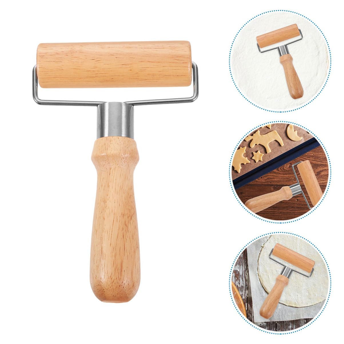 TOPBATHY 5piezas Rodillo De Madera Para Repostería y Pizza Herramienta De Cocina Para Amasar Masa De Postres Rodillo De Cocina De Gran Para Hornear y Cocinar Casa