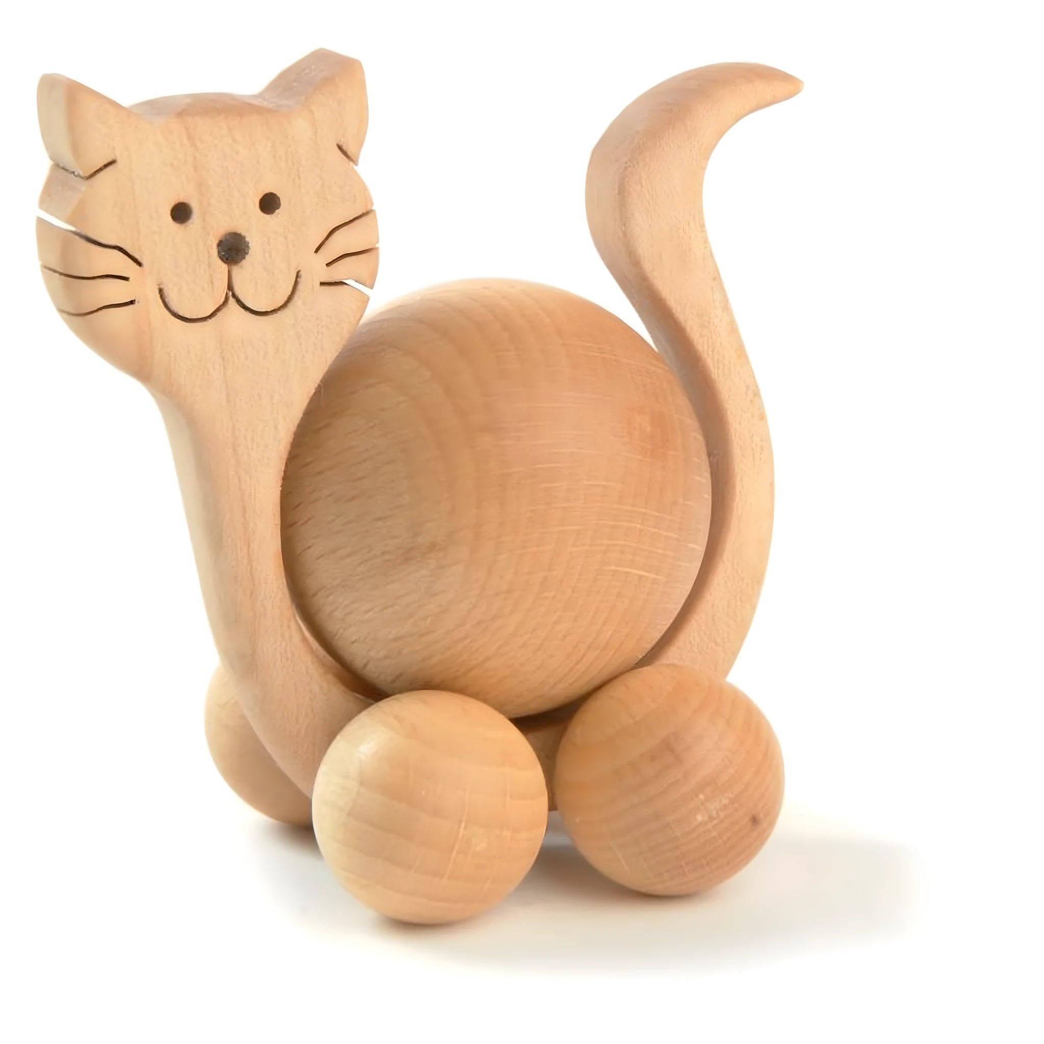 Carved Apple Wood Cat Figurine Dolfi