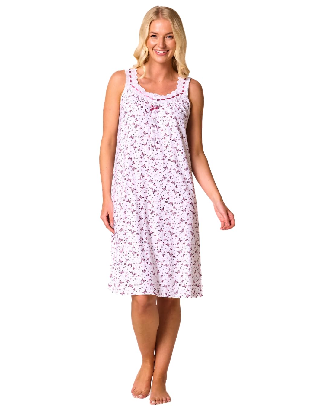 Suzy & Me Women's Plum 100% Cotton Jersey Strappy Nightdress (, 22-24)