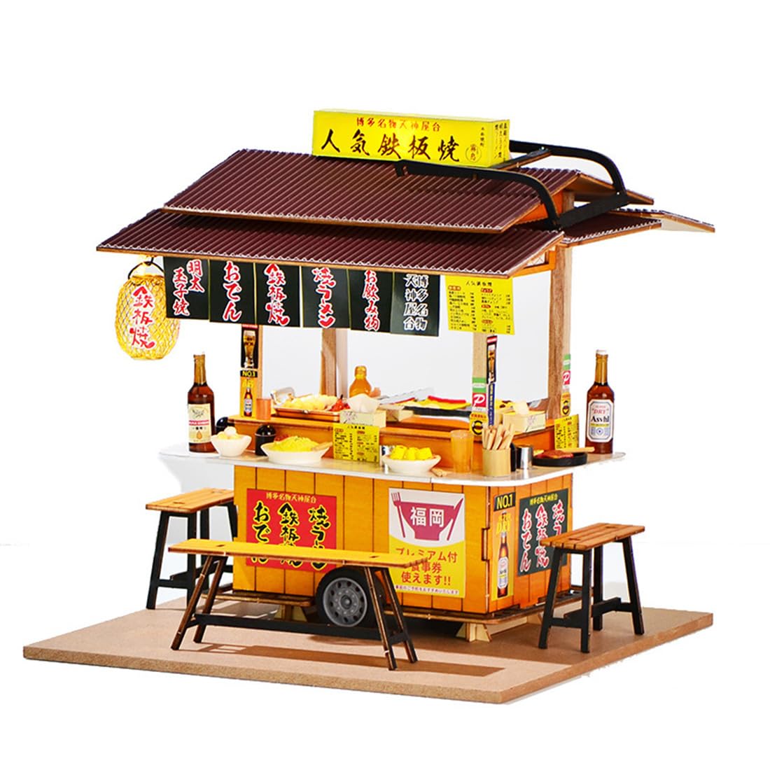 Zestaw do samodzielnego wykonania miniaturowego domu z diodami LED dla dorosłych, japońskie drewno, do zabawy w jedzeniu, domek dla lalek, zestaw do budowania modelarstwa, diorama 3D, mały