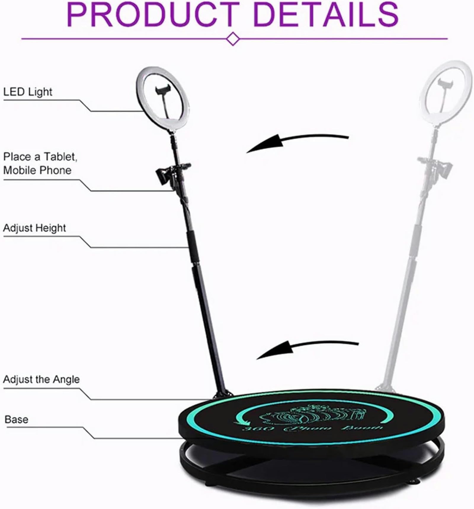 Amazon.co.jp: 360度写真ブースマシン、360度自動回転カメラブース68