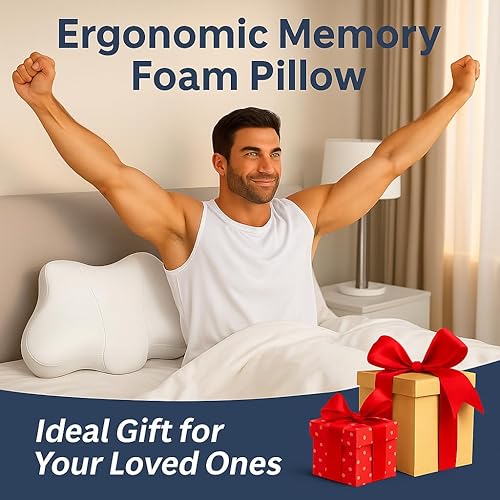 Miniatura 8 de Almohada cervical de alto perfil para soporte de cuello, almohada ergonómica de espuma viscoelástica para dormir de lado, apoyo firme para aliviar