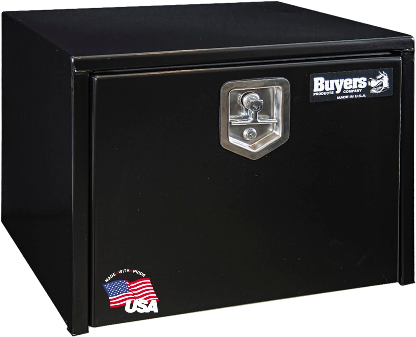 Buyers Products 1702300 Black Steel Underbody Truck Box w/ T-Handle Latch, 18x18x24 Inch, Contractor Toolbox For Organization And Storage, Job Tool Chest