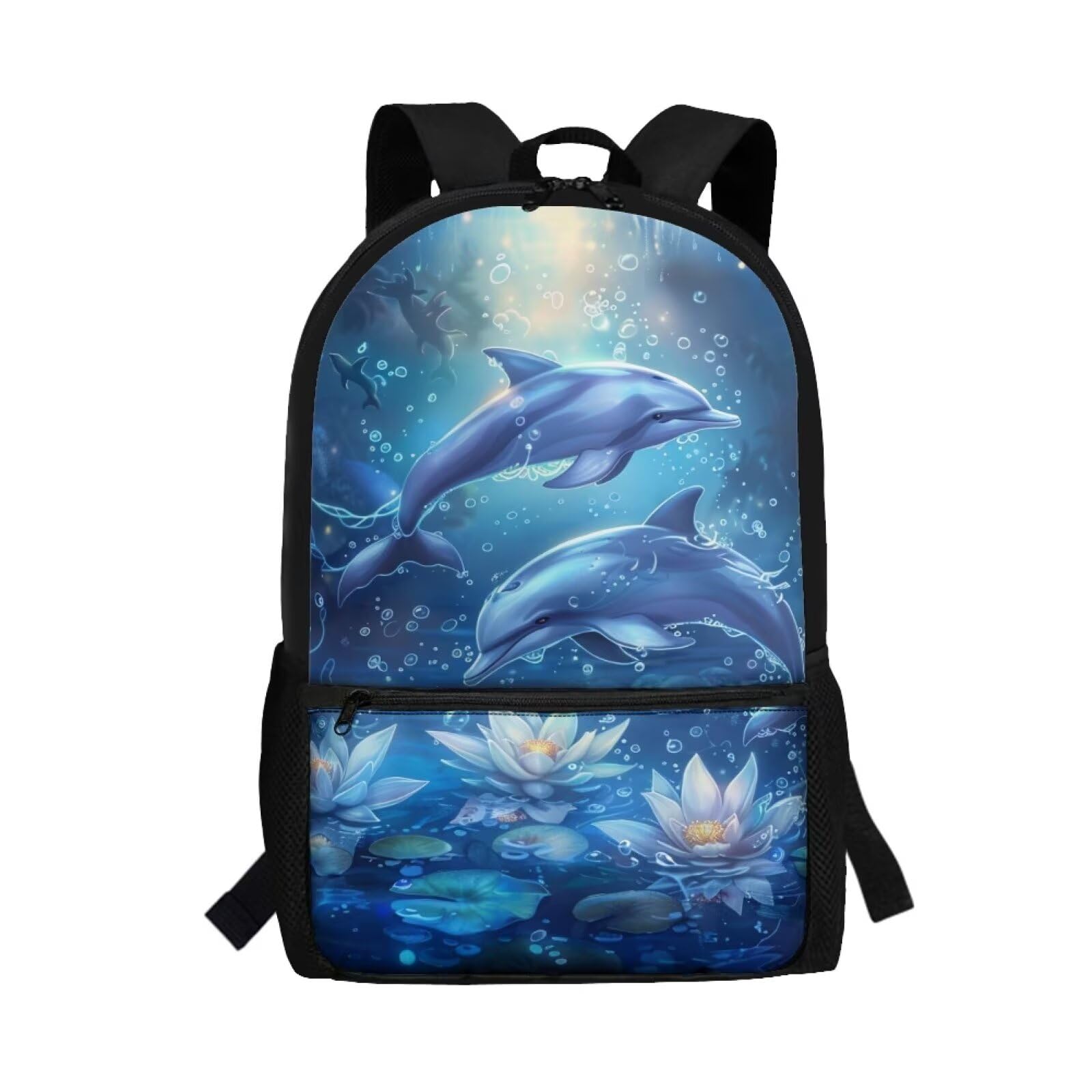 Luarisgur Blue Dolphin Back Pack for Girls 8-10 Elementary School Boys Bookbag Kids Child 17 Inch School Bag Preschool Kindergarten Schoolbag Back
