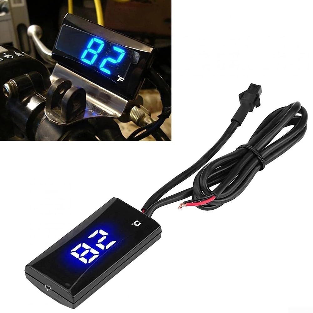 Jauge de température d'eau numérique pour moto avec capteur hygromètre pour véhicules DC 12 V, kit thermomètre étanche pour motos et voitures de course (18 mm)
