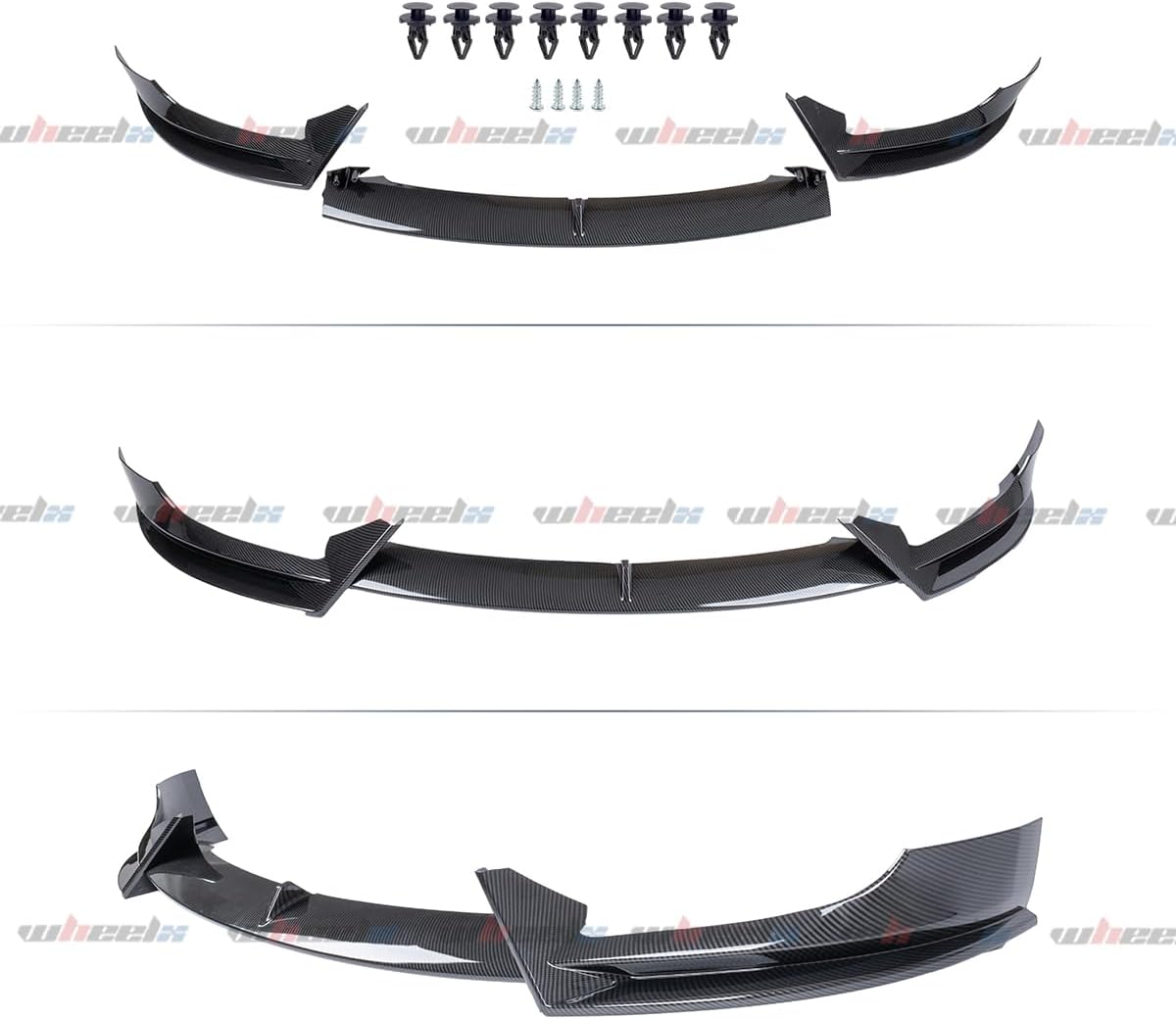 3Pcs Front Lip Compatible with 2017-2023 Tesla Model 3, Bumper Air Dam Lower Chin Splitter Protection Body Kit Fits for 2017 2018 2019 2020 2021 2022 2023 (Carbon Fiber Pattern)