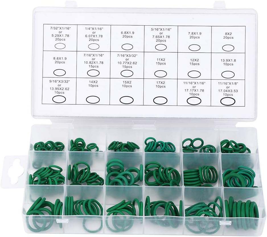 Fafeicy O-Ring Assortment Kit, 270 Pieces, Nitrile Rubber, Multiple Sizes, with Storage Box, for Hydraulic, Pneumatic, and Industrial Applications