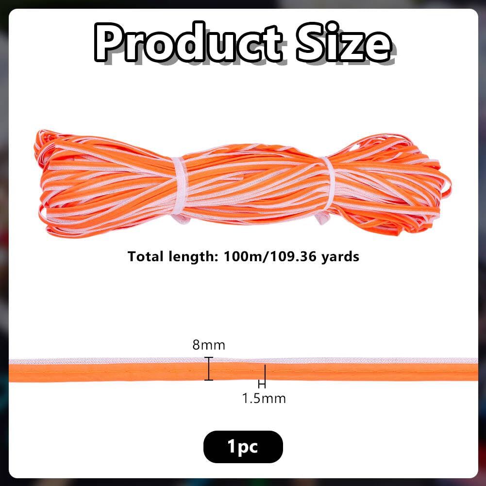 OLYCRAFT 100m Tira de Tela Reflectante Orange 8mm Cinta Reflectante de Coser Alta Visibilidad Cordón Reflectante Bolsos Zapatos Bordado Cinta para Ropa Deportiva Trabajo