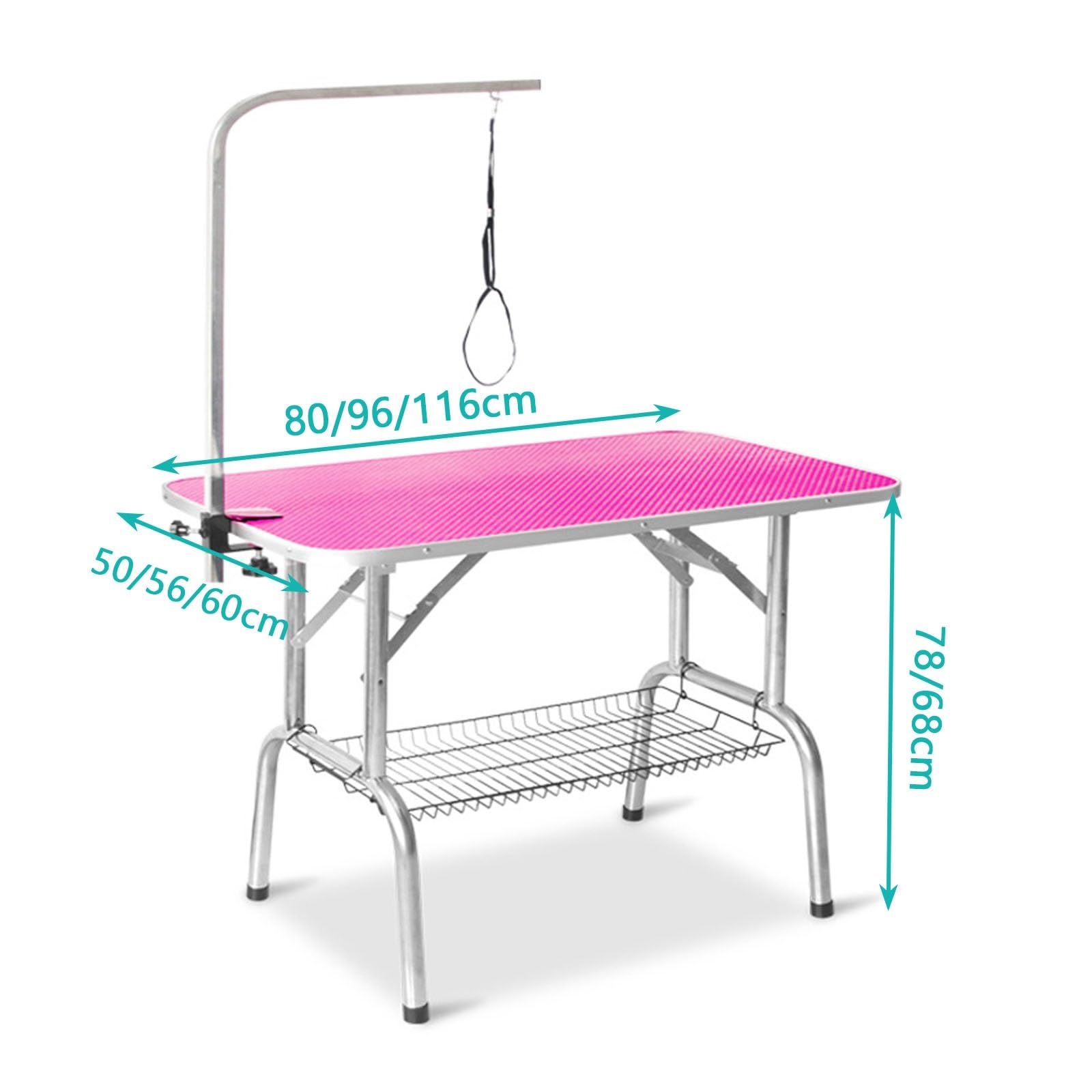 Tavolo da Toelettatura e Tosatura Pieghevole, Superficie Antiscivolo, Cestino Portaoggetti Incluso, Adatto per la Toelettatura, Il Bagno e L'asciugatura di Cani e Gatti(Verde,80x50x78cm)