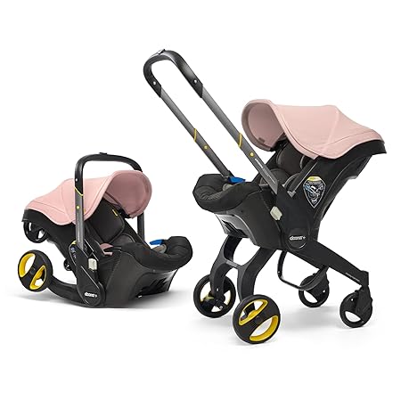 Doona Baby Car Seat & Travel Stroller Blush Pink - Convertible Infant Car Seat, Carry Cot and Pram with 5 Point Safety Harness - Ergonomic Pushchair and Travel System - Latch Base Sold Separately*