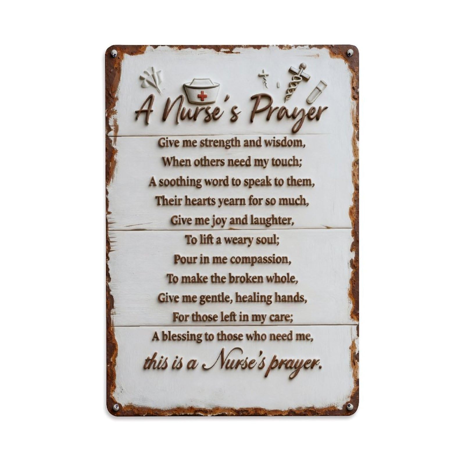 Nurse Prayer Metal Sign Art Vintage Metal Tin Sign Retro Wall Decor, Bar Garage Cafe Kitchen Home Wall Art Poster Decoration 8x12inches
