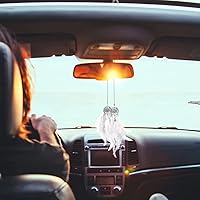 Vista 2 de Decoraciones de coche para mujer, atrapasueños para automóvil, atrapasueños de plumas, dije de cristal, accesorios decorativos para colgar, regalo