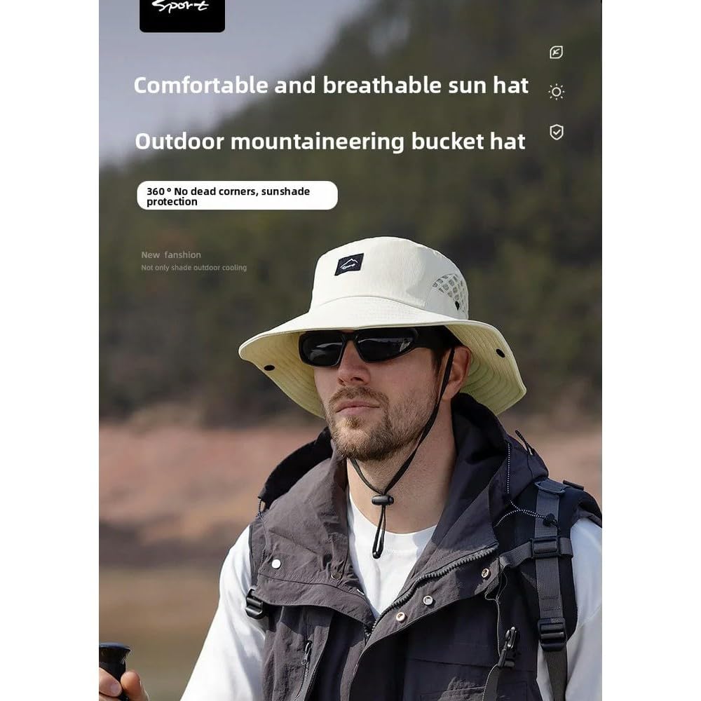 DYRBF Cappello da pescatore traspirante da uomo estivo da viaggio per pesca all'aperto berretto da arrampicata da uomo protezione solare UV cappelli da secchio a prova di sole