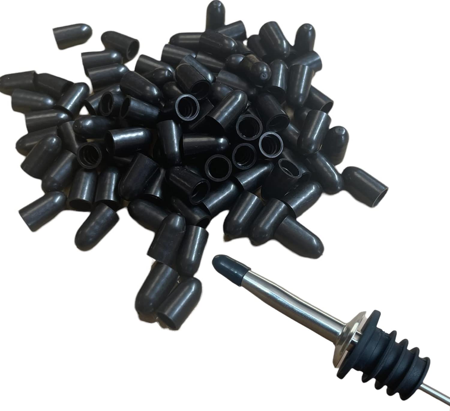 Dust Covers for Liquor Bottle[ 100 Caps], Spirit Fast Pourer Olive Oil, Sauce Spouts Pour Spout Cover Rubber Caps