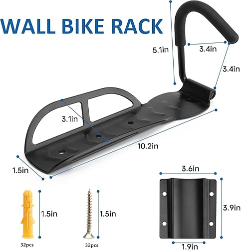 Miniatura 6 de Soporte de pared para bicicleta de garaje, ganchos para colgar bicicletas, sistema de almacenamiento vertical resistente para bicicletas de