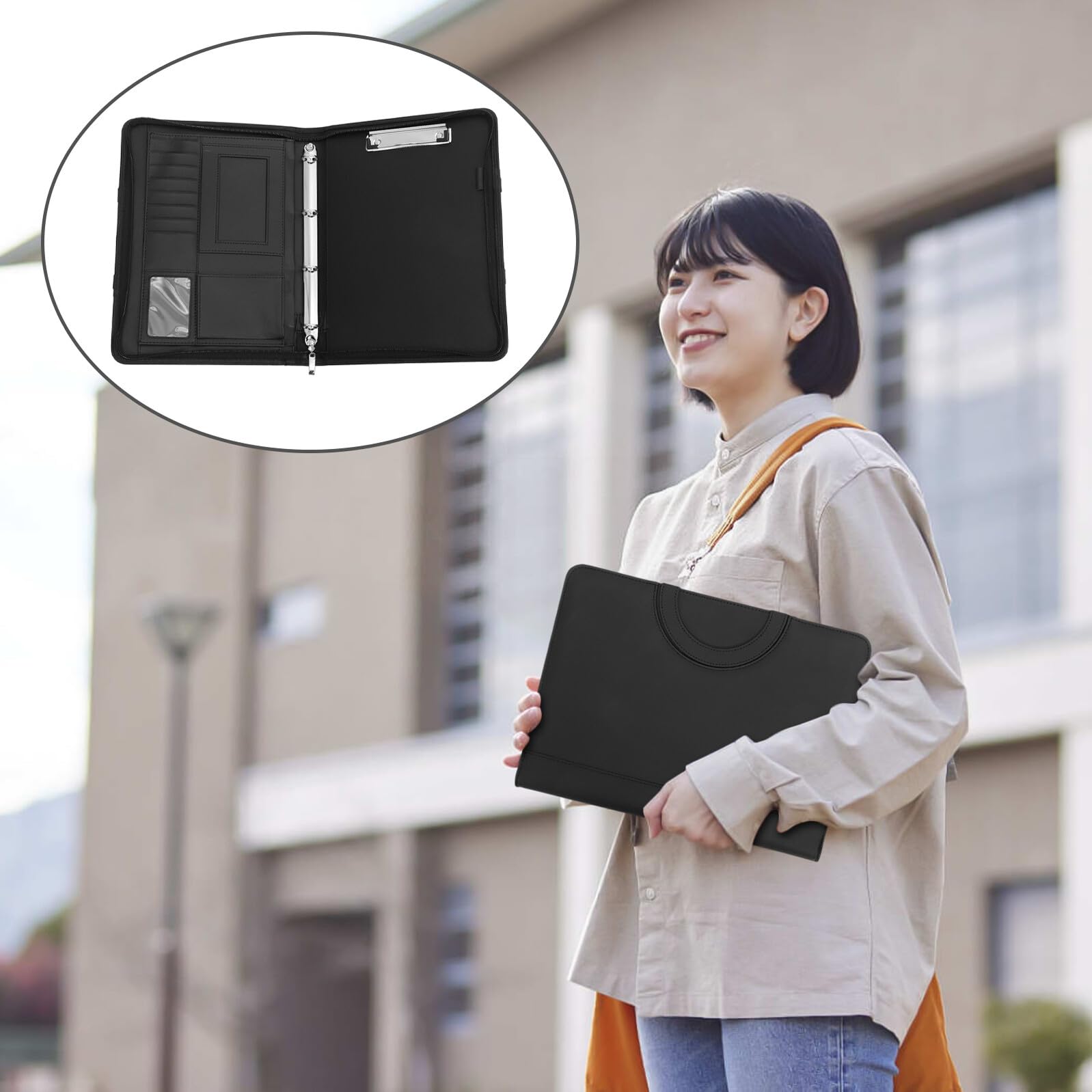 Cabilock Bolsa de Almacenamiento de Archivos A4 de PU y Metal Cremallera, Carpeta de Archivos Ligera y Resistente para Proteger Documentos en Oficina o Escuela