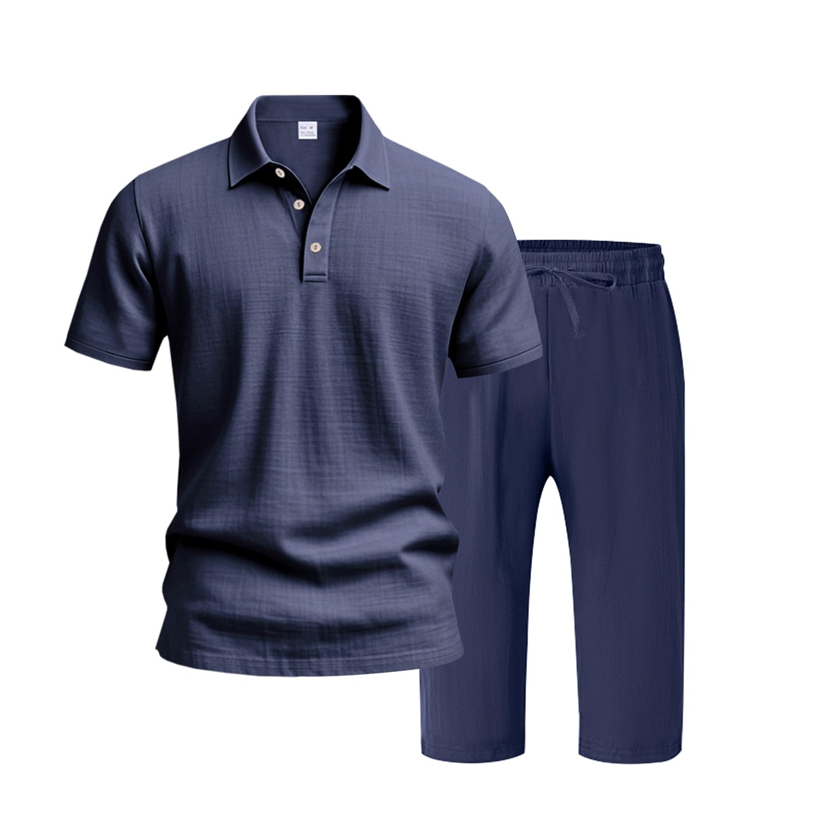Homme Polo Shirt Manches Courtes et Short Mode 2 Pièce Décontractés Shorts Jogging Fitness Élastique Eté Hommes Casual Coton Et Lin 2 Pièces Mode D'été ConfortableShirt Short 2 Pièces