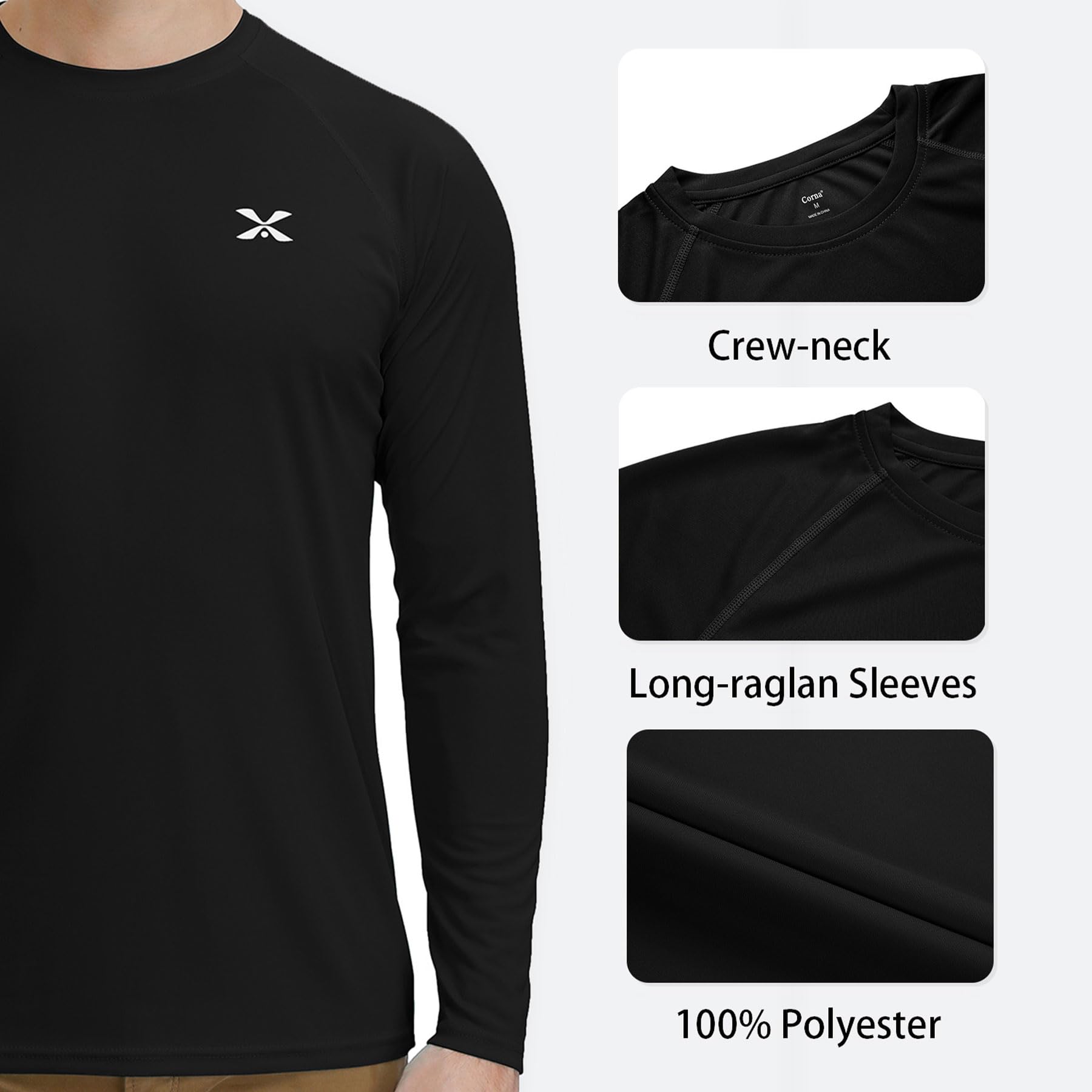 MOHEEN Camiseta de manga larga para hombre con protección solar UPF 50+, de secado rápido, para senderismo, pesca, natación, tallas M-3XL