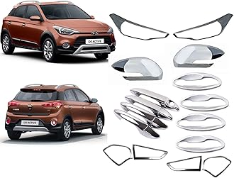 CAR SAAZ Exterior Chrome Accessories Combo Kit Compatible with I20 Active (2014-2020) Set of 16Pcs