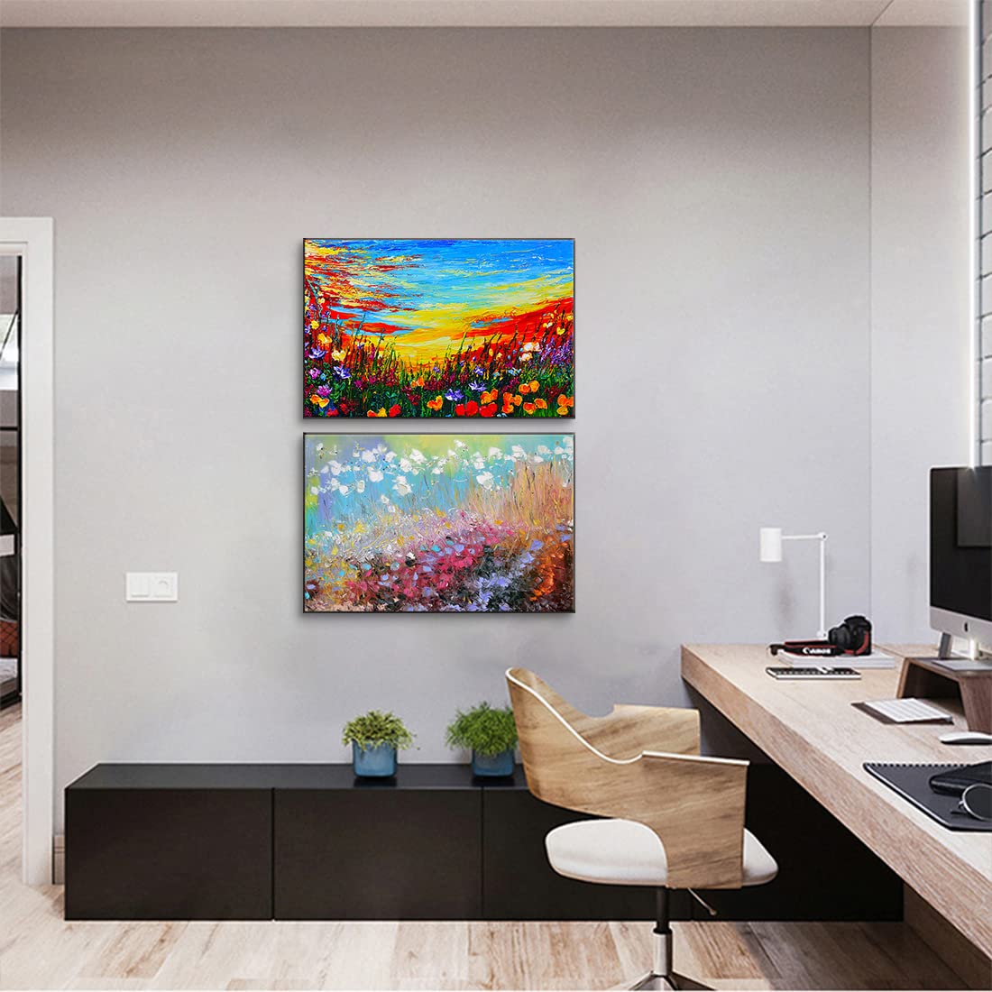 Amazon.co.jp: 抽象画 アートパネル 2枚 飾り絵 カラフルな花 抽象