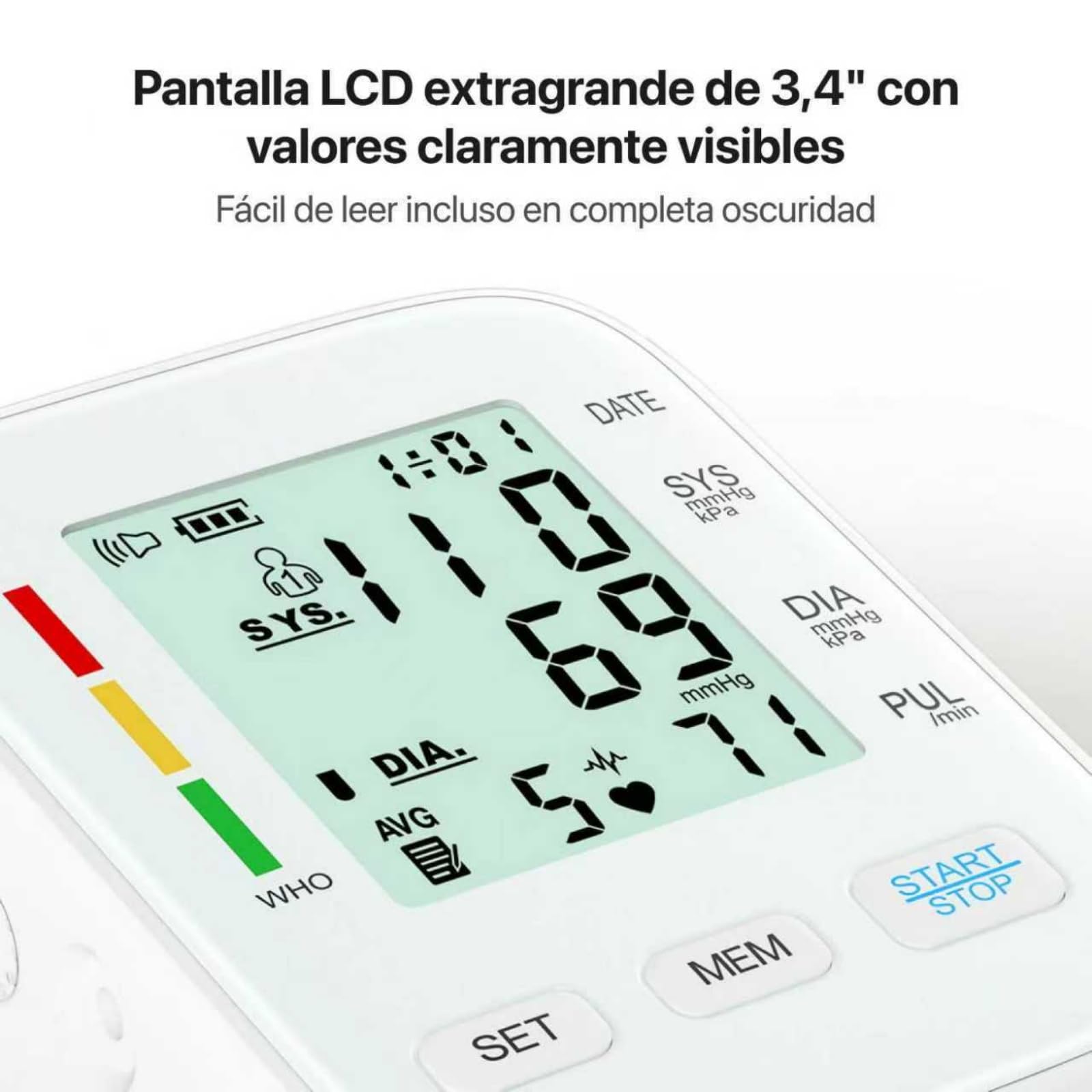 oryzom Tensiómetro V1 Pro – Precisión clínica y comodidad óptima para un control fiable en casa，Pantalla grande, voz de aviso, pequeño y portátil