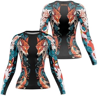 Samurai BJJ Rash Guard Shirt for Women MMA Training Jiu Jitsu Fight Gear Long Sleeve Top