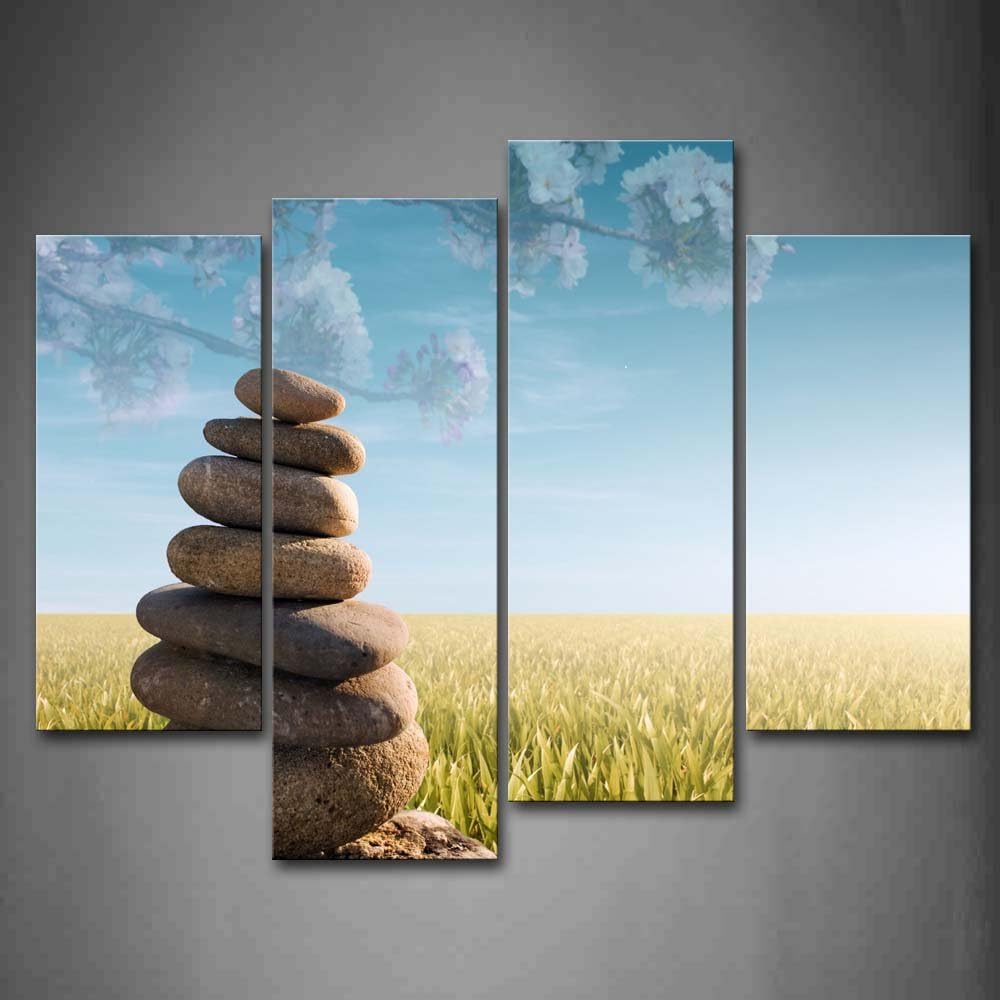 First Wall Art Stone StackUp with Bushes at Sunset Wall