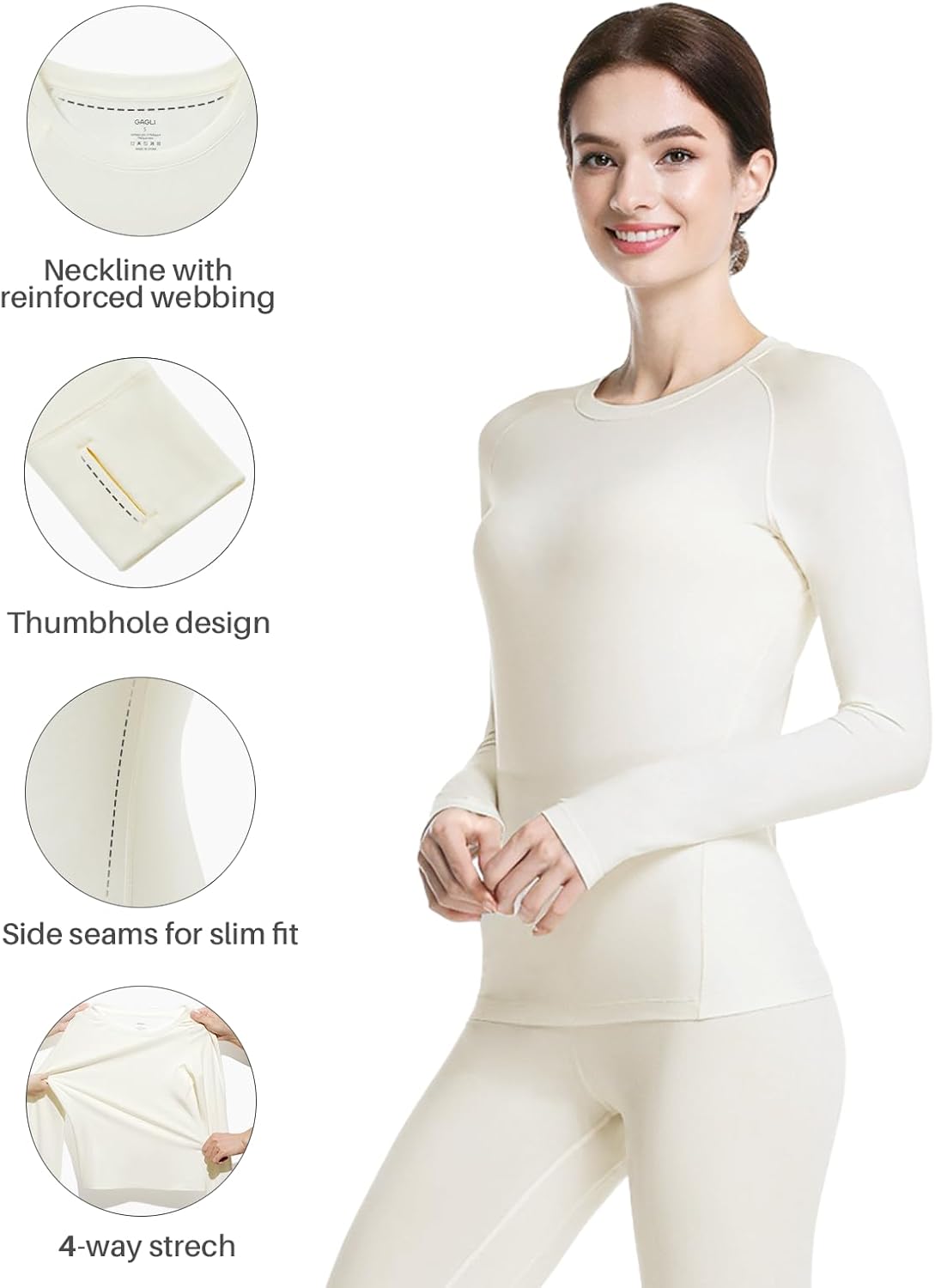 Thermal Underwear Shirts for Women: Fleece Lined Long Sleeve Undershirt for Cold Weather 32~50℉ Soft & Warm Running Top - Image 5