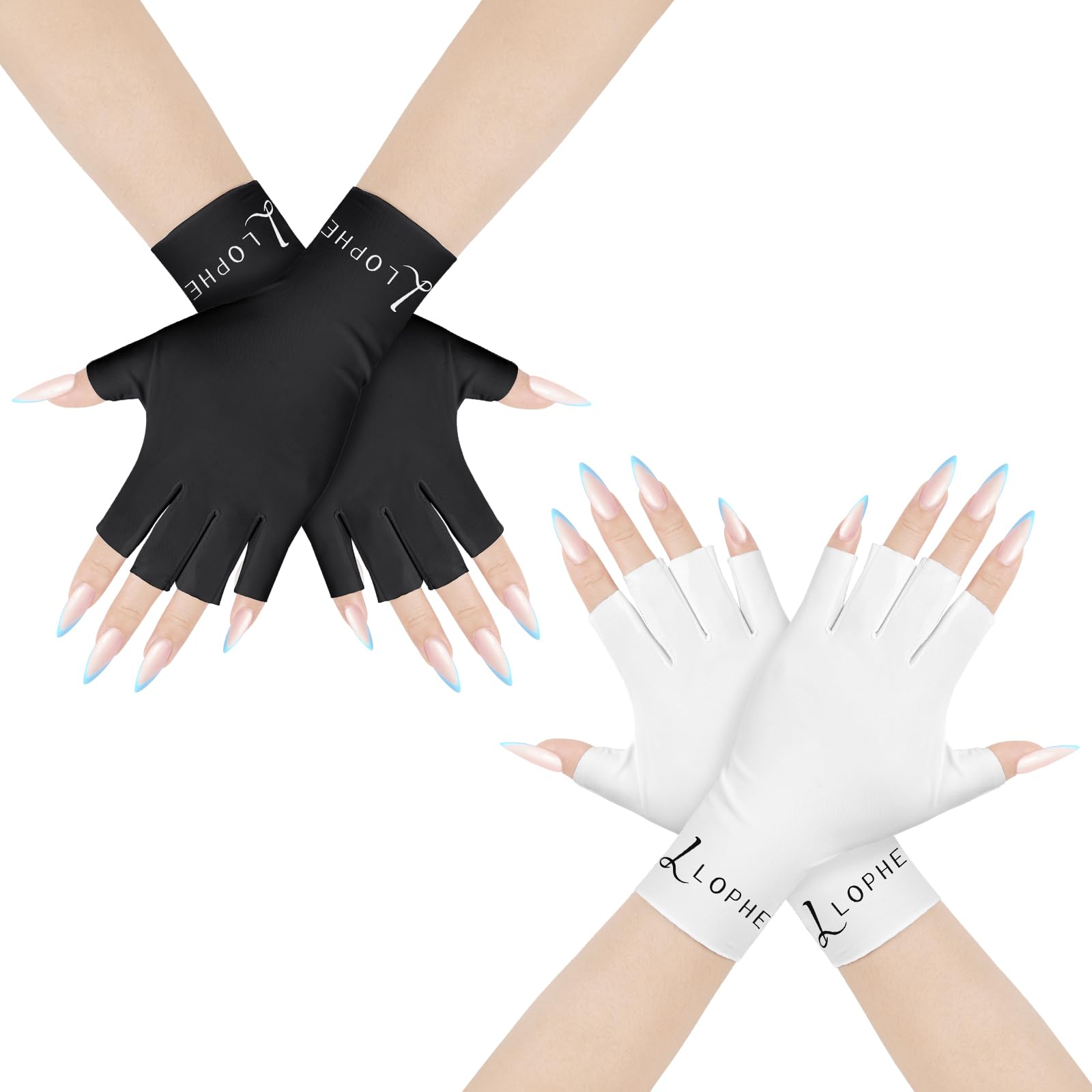 LOPHE Guantes Protección Solar, Guantes sin Dedos, Transpirables, Guantes Manicura Protección UV, Medio Dedo, Material de Seda de Hielo, Adecuado para Ciclismo, Equitación