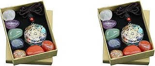 2X Seven Chakra Set Natural Aura Mixed Crystal Home Decoration Healing Polished Gemstone Collection Amulet Necklace