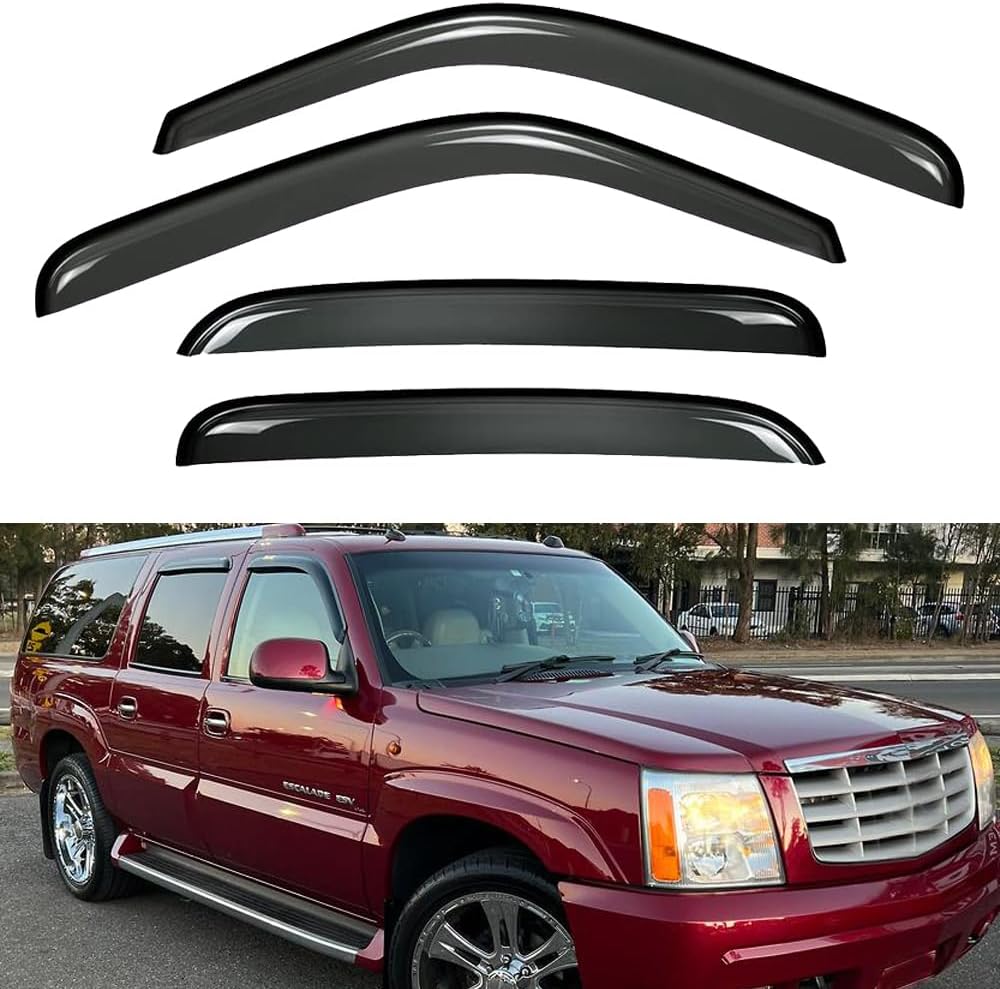 Wensdy 4pcs Side Window Wind Deflectors,Outside Mount Shade Sun rain Guards,Dark Smoke Visors for 2002-2006 Cadillac Escalade,2000-2006 Chevy Tahoe/GMC Yukon,2001-2006 Yukon Denali 94304