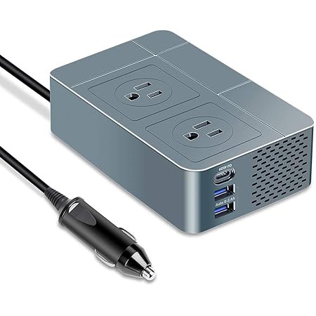 Pure Sine Wave Inverter by KOOSLA, 300W Power Inverter [𝟲𝟬𝗪 𝗣𝗗 𝗨𝗦𝗕-𝗖] for Car DC 12V to AC 110V Car Plug Adapter Outlet
