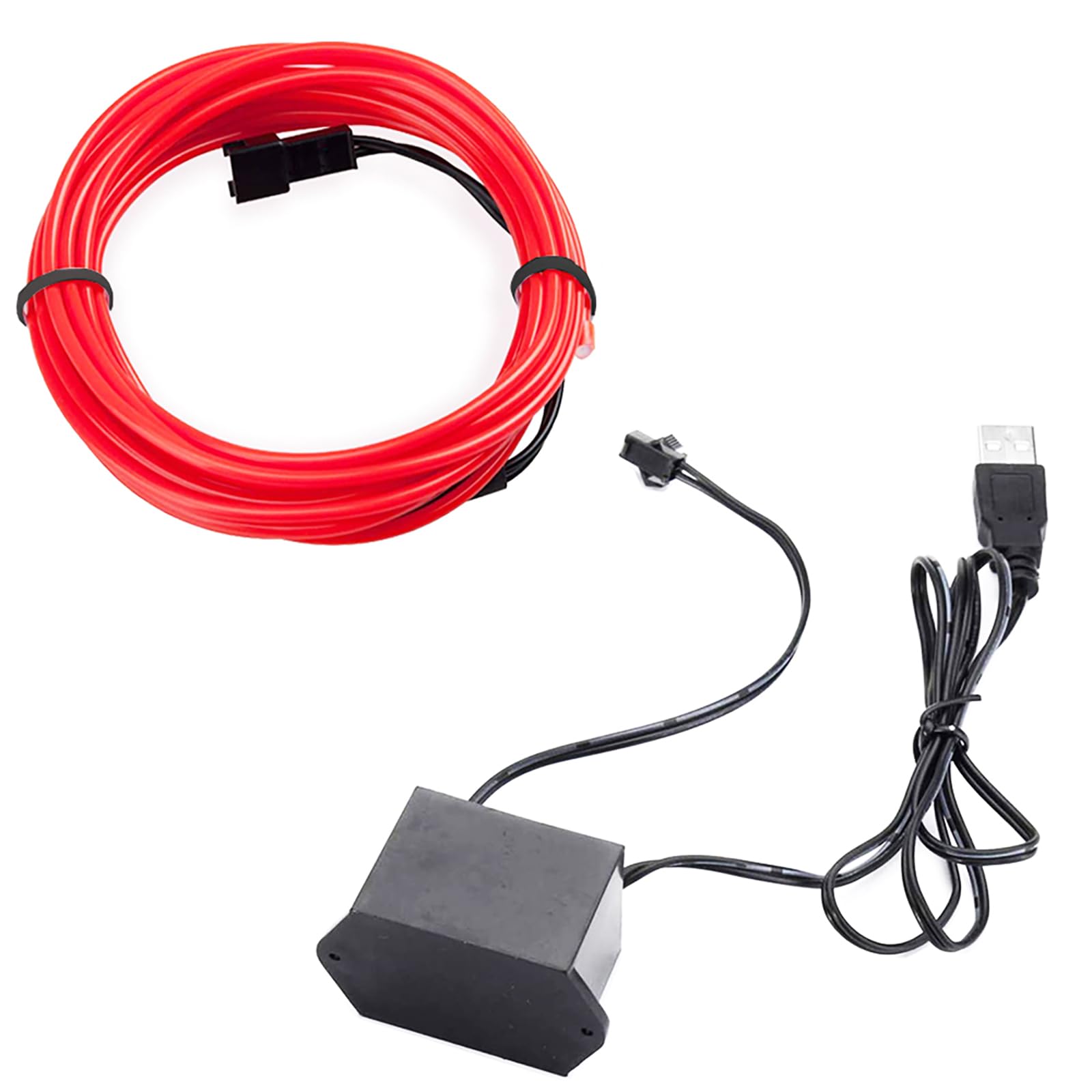EL Wire, CTRICALVER 5M/16FT Neon Flessibile Elettroluminescente Filo, USB 5V,per seggiolino auto/Console/Porta Decorazione (rosso)